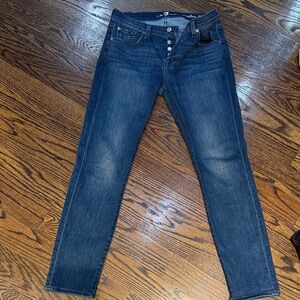 7 For All Mankind Dark Blue Skinny Boyfriend Cut Button fly Size 26